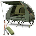 2026 Patiojoy Folding 2-Person Camping Tent Cot Portable Pop-Up Tent with Sleeping Bag&Air Mattress for Outdoor Activity