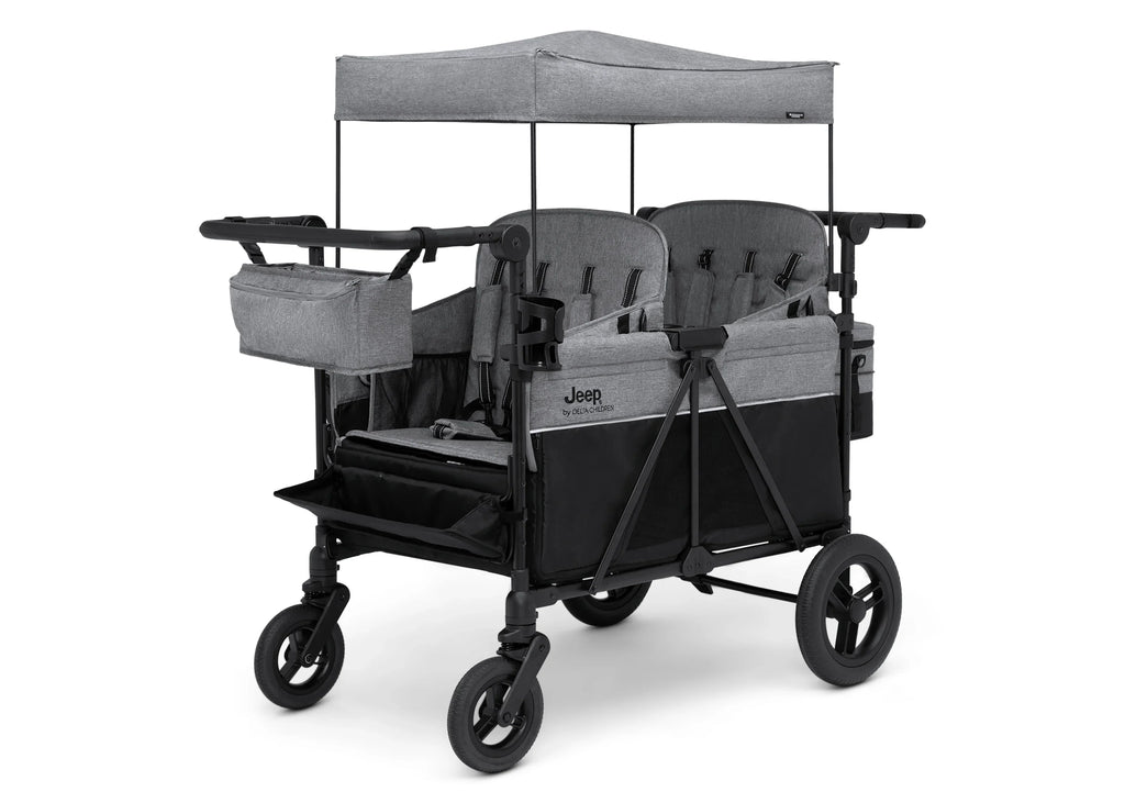 Carrito-Paseador Jeep Wrangler Deluxe para 4 Niños – Capota Desmontable, Bolsa Térmica, Asientos Modulares, Almacenamiento XXL, Ruedas Antipinchazos, Manillares Ajustables 2026