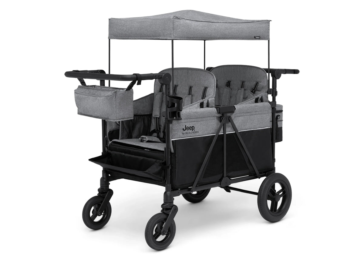 Carrito-Paseador Jeep Wrangler Deluxe para 4 Niños – Capota Desmontable, Bolsa Térmica, Asientos Modulares, Almacenamiento XXL, Ruedas Antipinchazos, Manillares Ajustables 2026