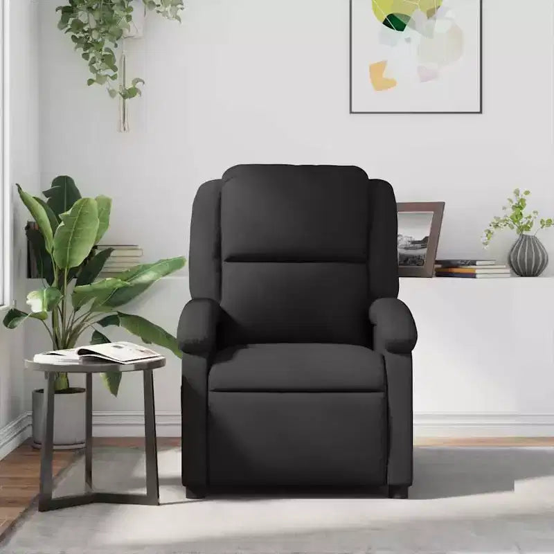 2026 Sillón reclinable de masaje – Vibración de 6 puntos, cuero auténtico, ajustable, negro