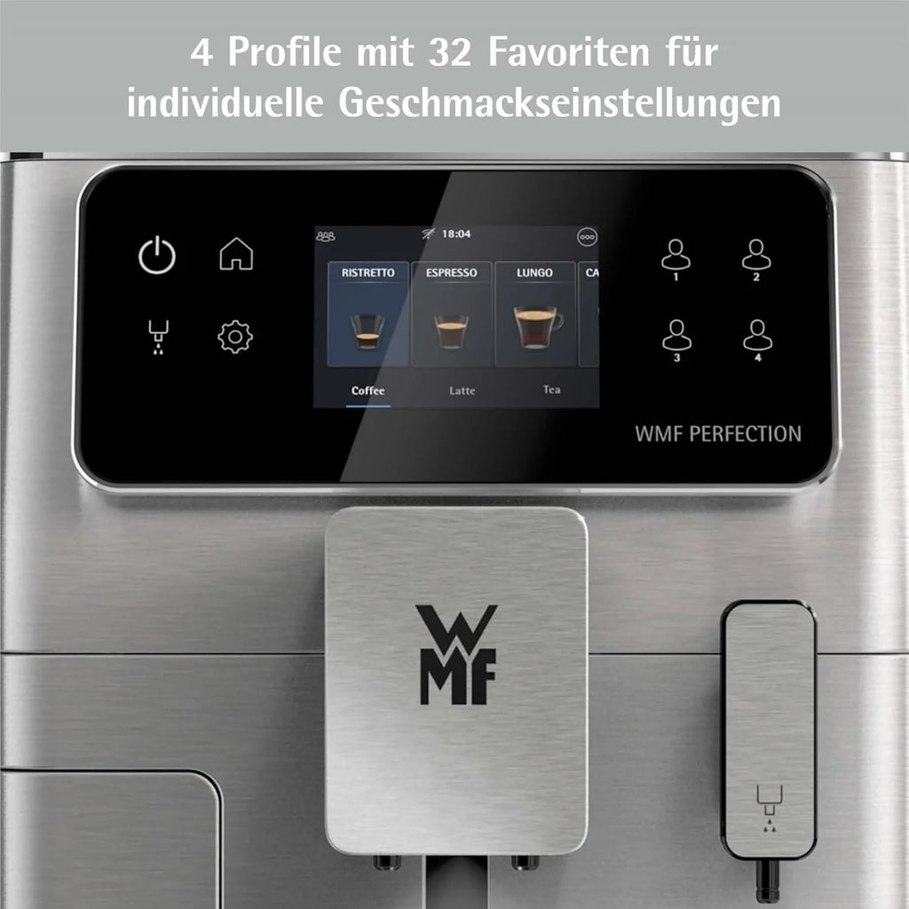 Cafetera automática WMF Perfection 640 de 2026 con sistema de leche, 16 especialidades de bebidas, doble termobloque, molinillo de acero inoxidable, almacenamiento de perfiles de usuario (640: WMF Perfection 640 con sistema de leche)