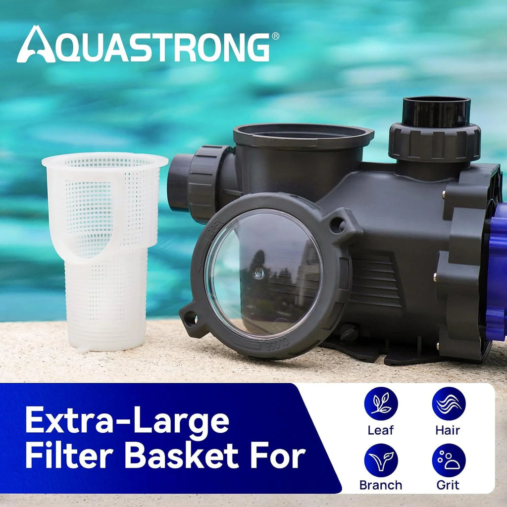 2026 Aquastrong in Above Ground Pool Pump High Flow with Timer 2HP 8917 Gph 220V
