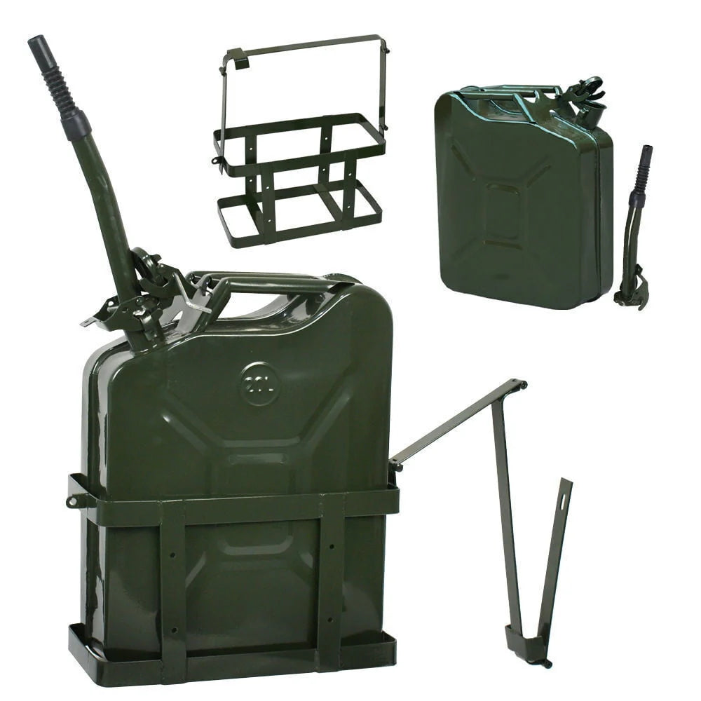 2026 Jerry Can with Holder 20L Liter 5 Gallons - Steel Tank Gasoline Green