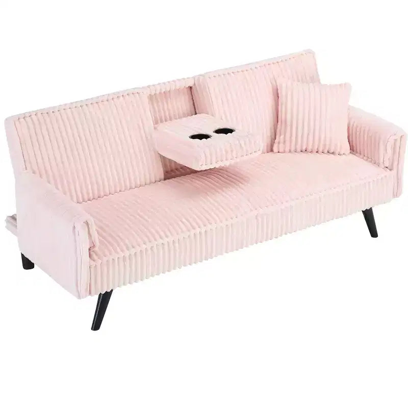 2026 Sofá cama de dos plazas convertible – Pana, respaldo ajustable y portavasos, 182,9 cm