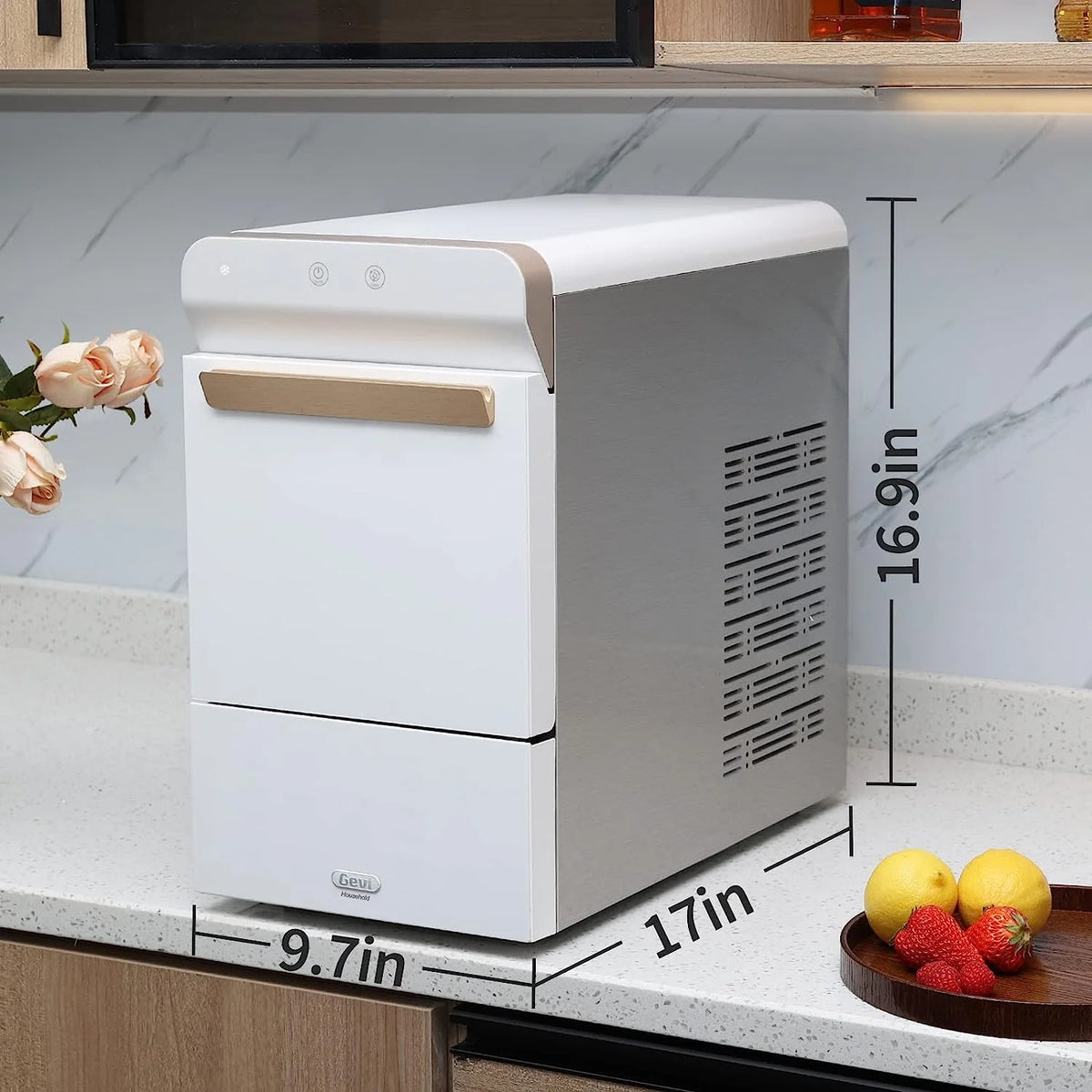 2026 V2.0 Countertop Nugget Ice Maker | Self Cleaning Pellet Ice Maker | Open and Pour Refill | Stainless Steel Housing |