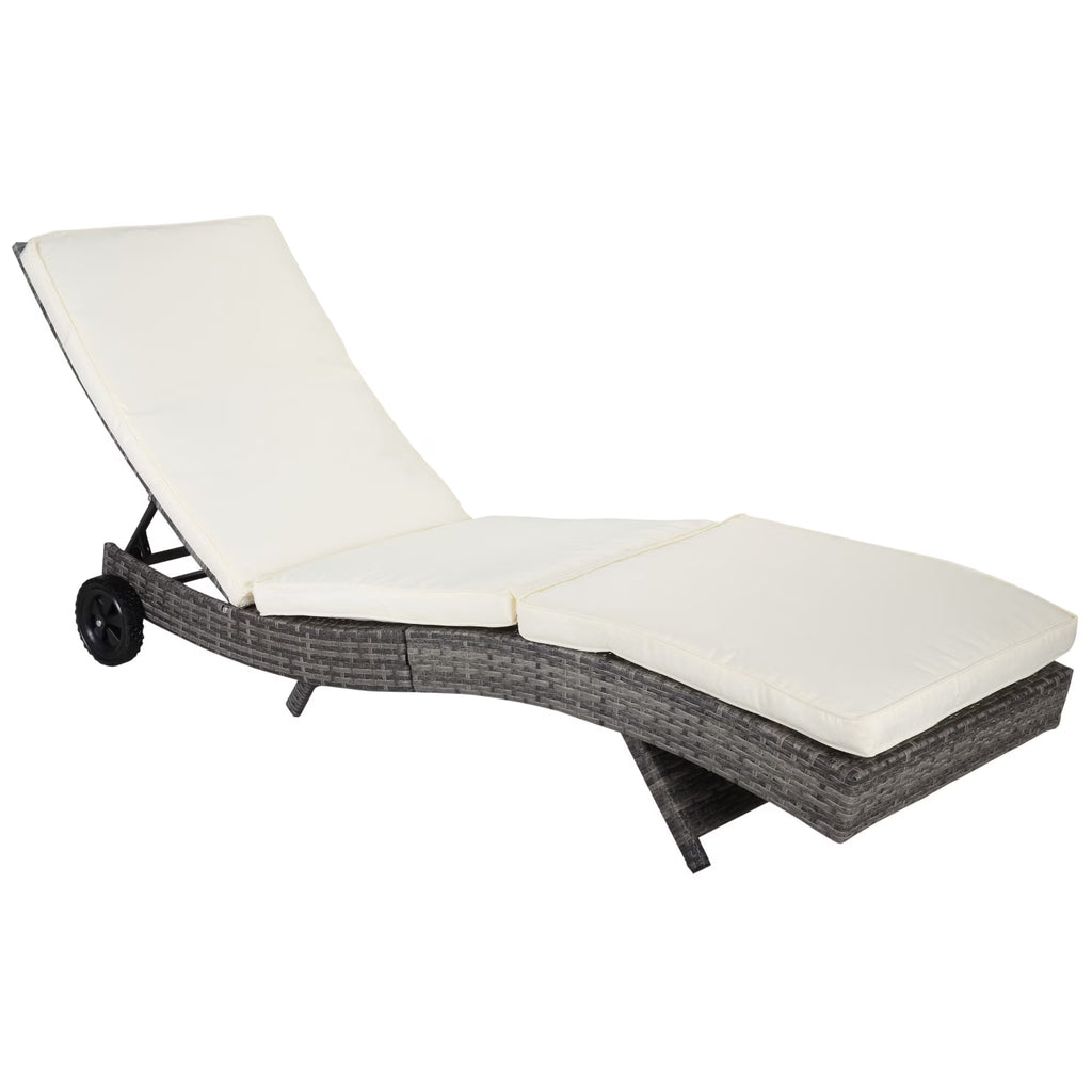 2026 DUOSONG Outsunny 27 Gallon Patio Wicker Storage Bench, Outdoor Pe Rattan Patio Furniture, 2-In-1 Large Capacity Rectangle Garden Storage Box With Handles And Cushion, Cream White Brown+White Steel