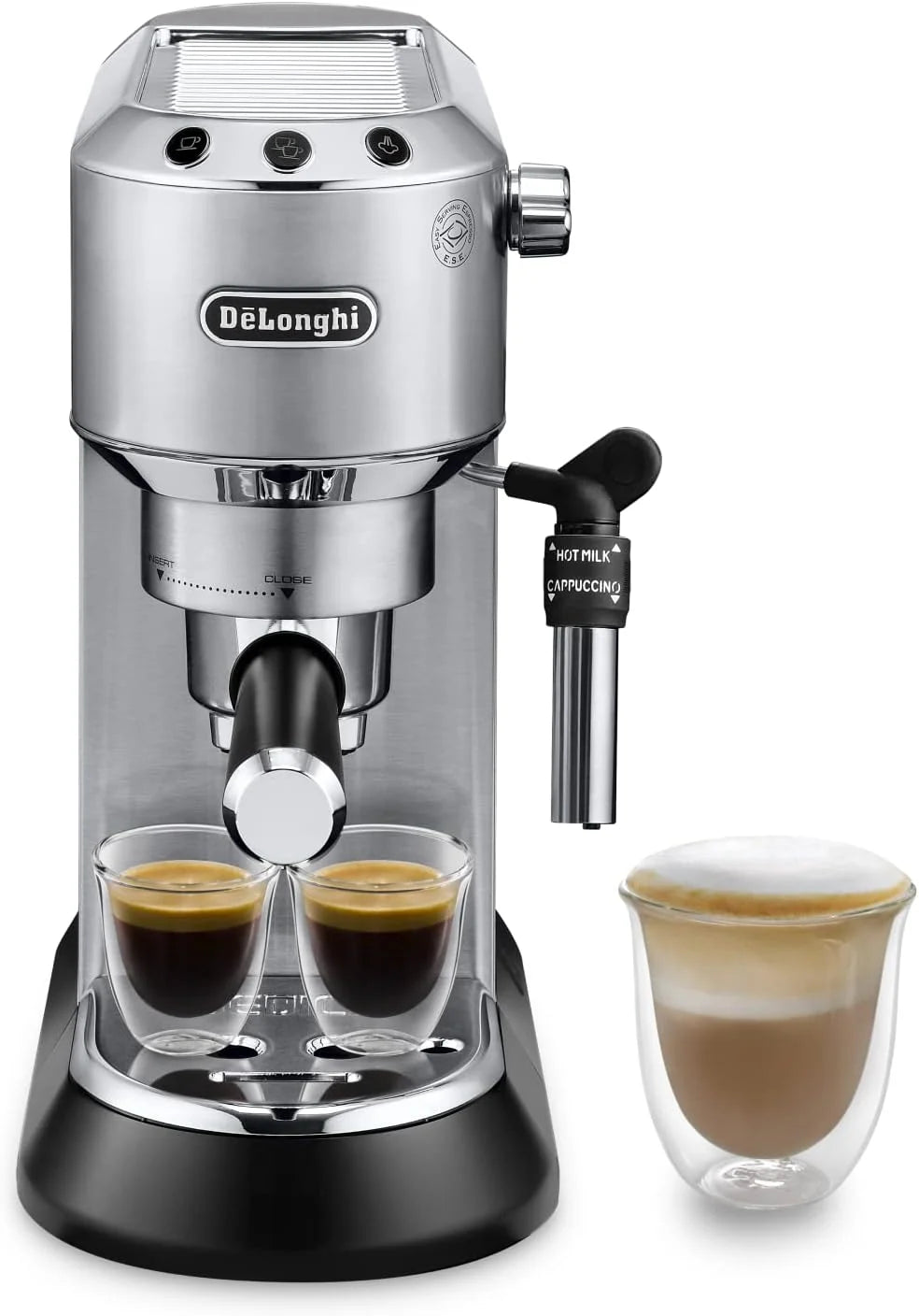 De'Longhi Dedica – Cafetera de Bomba de Acero Inoxidable para Café Molido o Monodosis, Espresso y Capuchino, Depósito de 1.3 Litros, Sistema Antigoteo, Modelo EC685.M, Color Metal 2026