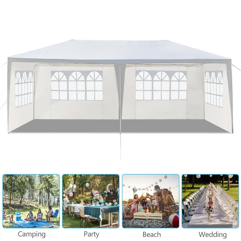 2026 10'X20' Outdoor Party Tent with 4 Removable Sidewalls, Waterproof Canopy Patio Wedding Gazebo, White