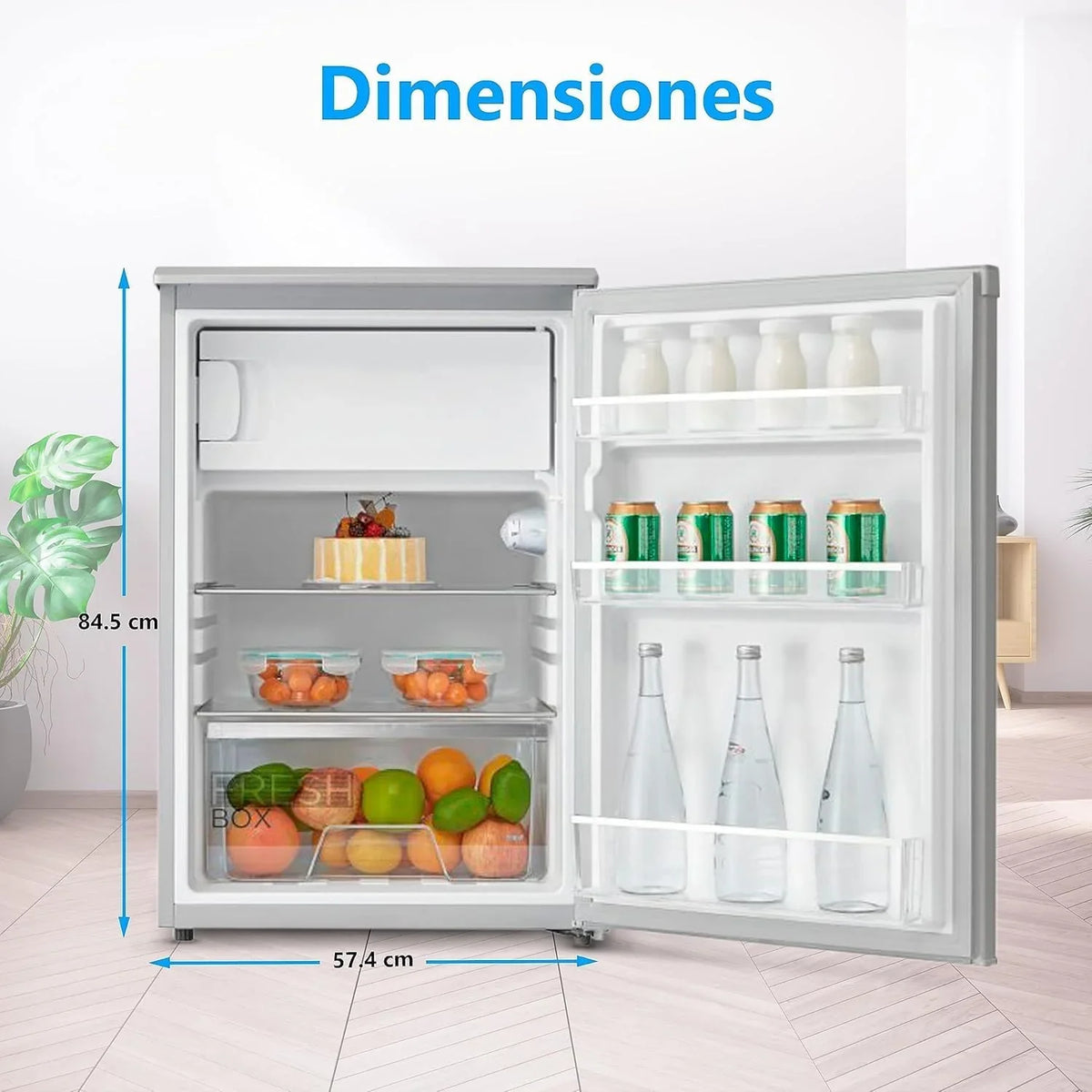 2026 Midea Nevera pequeña 113L con Congelador – Mini frigorífico pequeño para la Habitación/Caravana/Camping – Mini Bar Bajo Consumo – Frigorifico Bajo Encimera Silencioso 39dB + Congelador – 16º/ – 24º