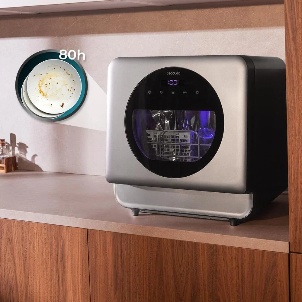 2026 Cecotec Lavavajillas Compacto Libre Instalación Sobremesa Bolero Aguazero 1150 Dark. 3 Cubiertos, Bajo Consumo, 6 Programas, Touch Control Panel, Funciones como Long Storage y Delay Start, Dark Inox