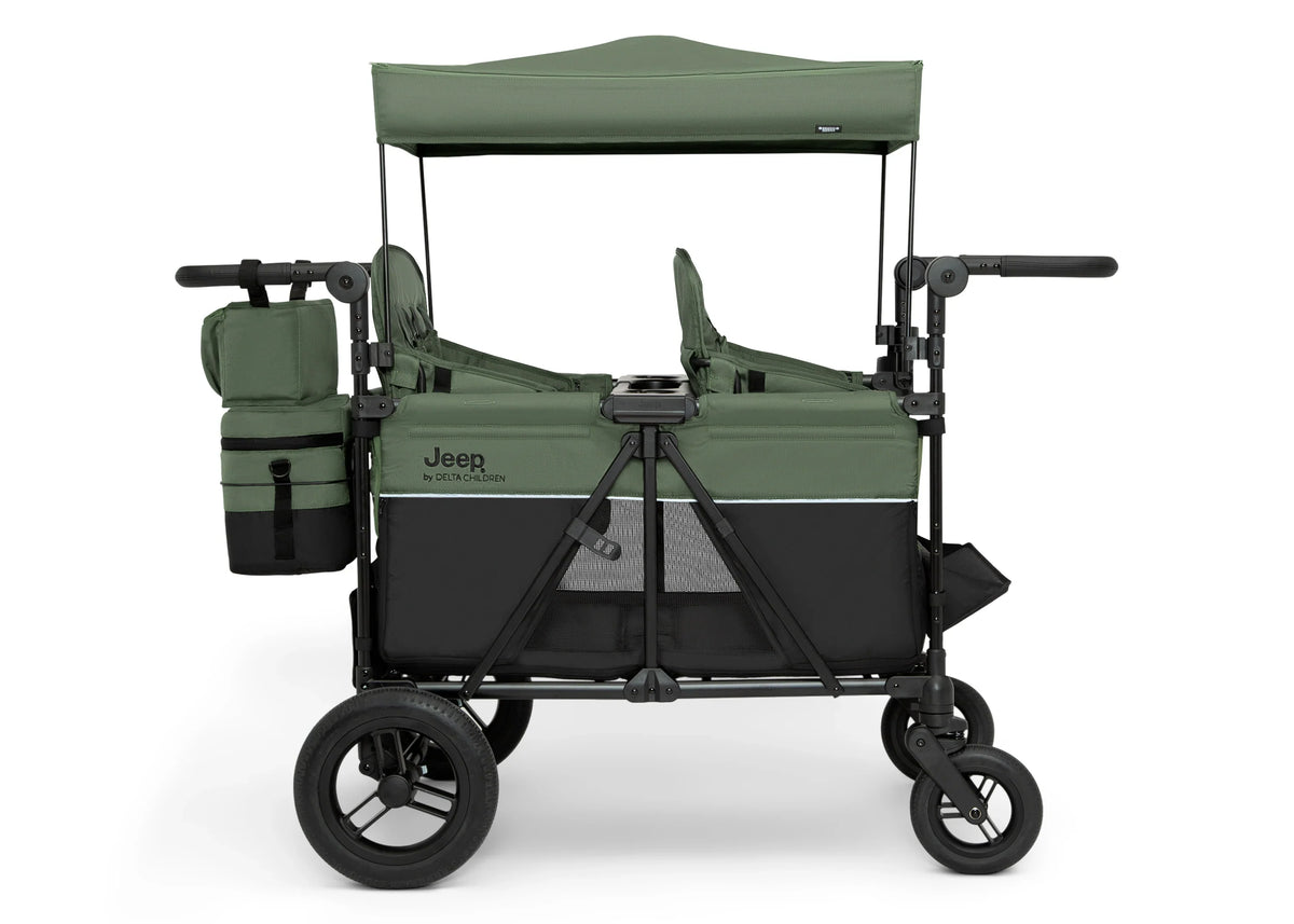 Carrito-Paseador Jeep Wrangler Deluxe para 4 Niños – Capota Desmontable, Bolsa Térmica, Asientos Modulares, Almacenamiento XXL, Ruedas Antipinchazos, Manillares Ajustables 2026