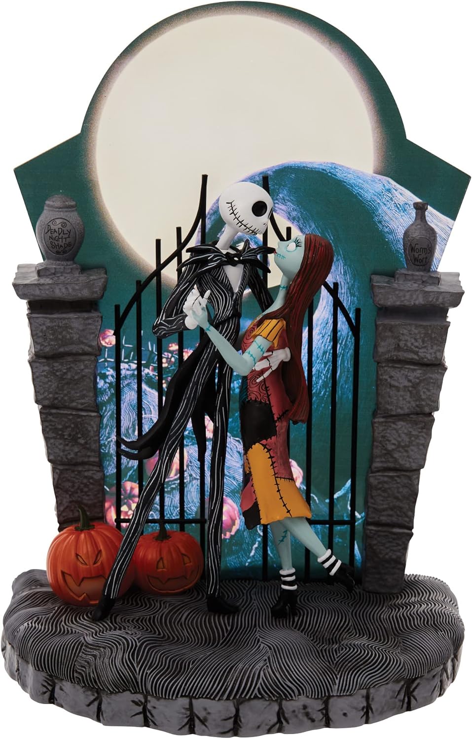 2026 Nightmare Jack and Sally Dancing Light Statue, 9"