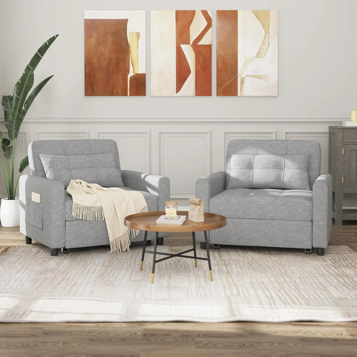 Sillón reclinable Bealife 2026, sillón cama con respaldo ajustable, sillón para TV, sofá cama plegable, sillón reclinable para sala de estar y dormitorio (gris claro)