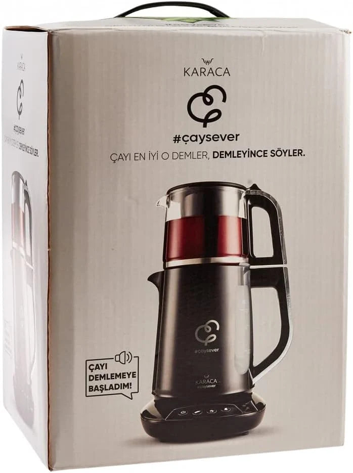 Tetera y hervidor parlante Karaca Çaysever 2026, 1700 W, oro rosa, libre de BPA, depósito de agua de 1,5 L, tetera de 0,8 L, función automática para mantener caliente, apto para comida de bebé.