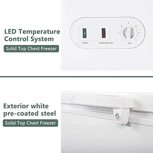 2026 Commercial Top Chest Freezer 7 Cu. Ft - Deep Ice Cream Freezer with Wire Storage Basket, Solid Door, for Groceries, Kitchen, Restaurant White