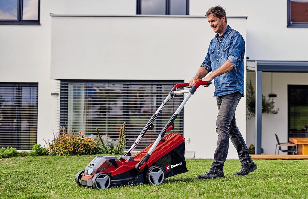 Cortacésped inalámbrico Einhell RASARRO 36/42 Kit Power X – Change 2026 (36 V, ancho de corte de 42 cm, hasta 725 m², sin escobillas, recogedor de césped de 50 L, función de mulching, incluye 2 baterías de 5,2 Ah + 1 cargador doble)