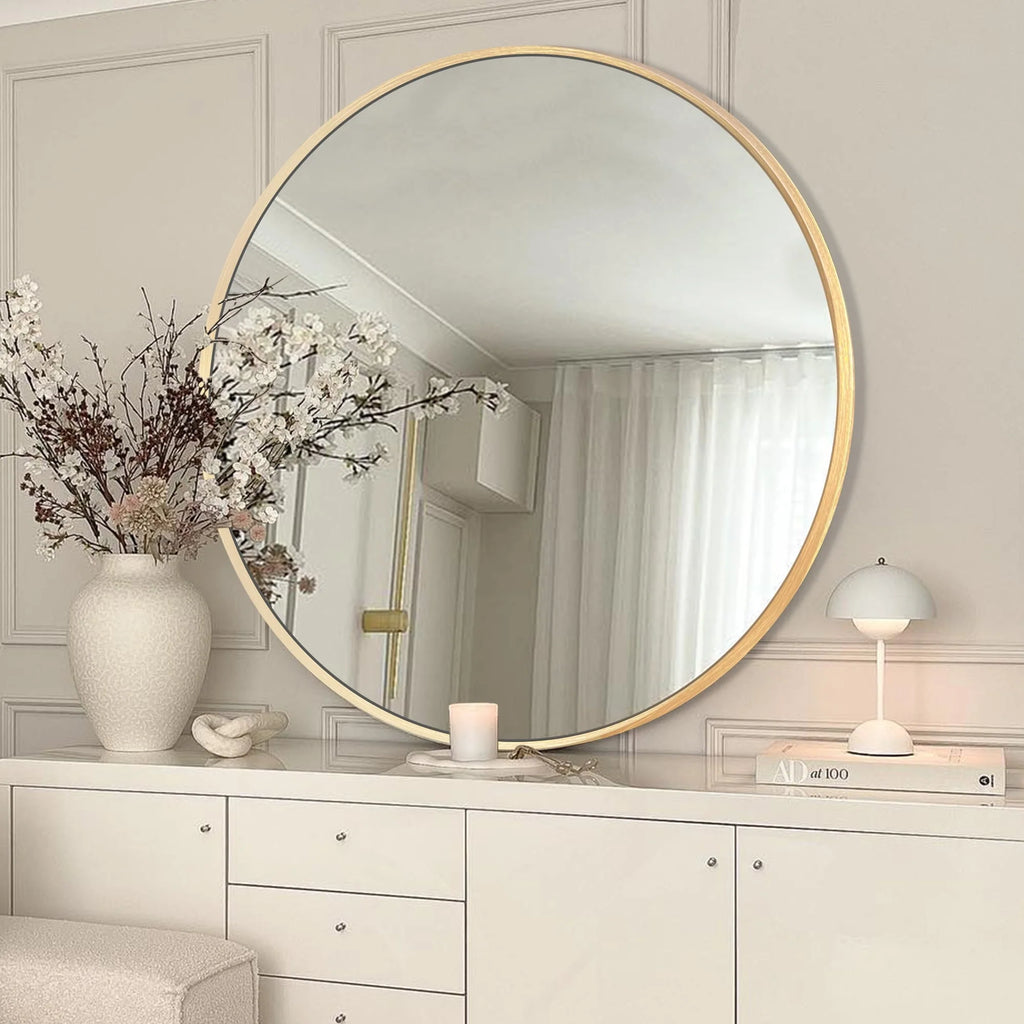 2026 Modern Round Bathroom Vanity Mirror, Wall Mounted Circular Mirror for Bathroom, Bedroom and Home Decor