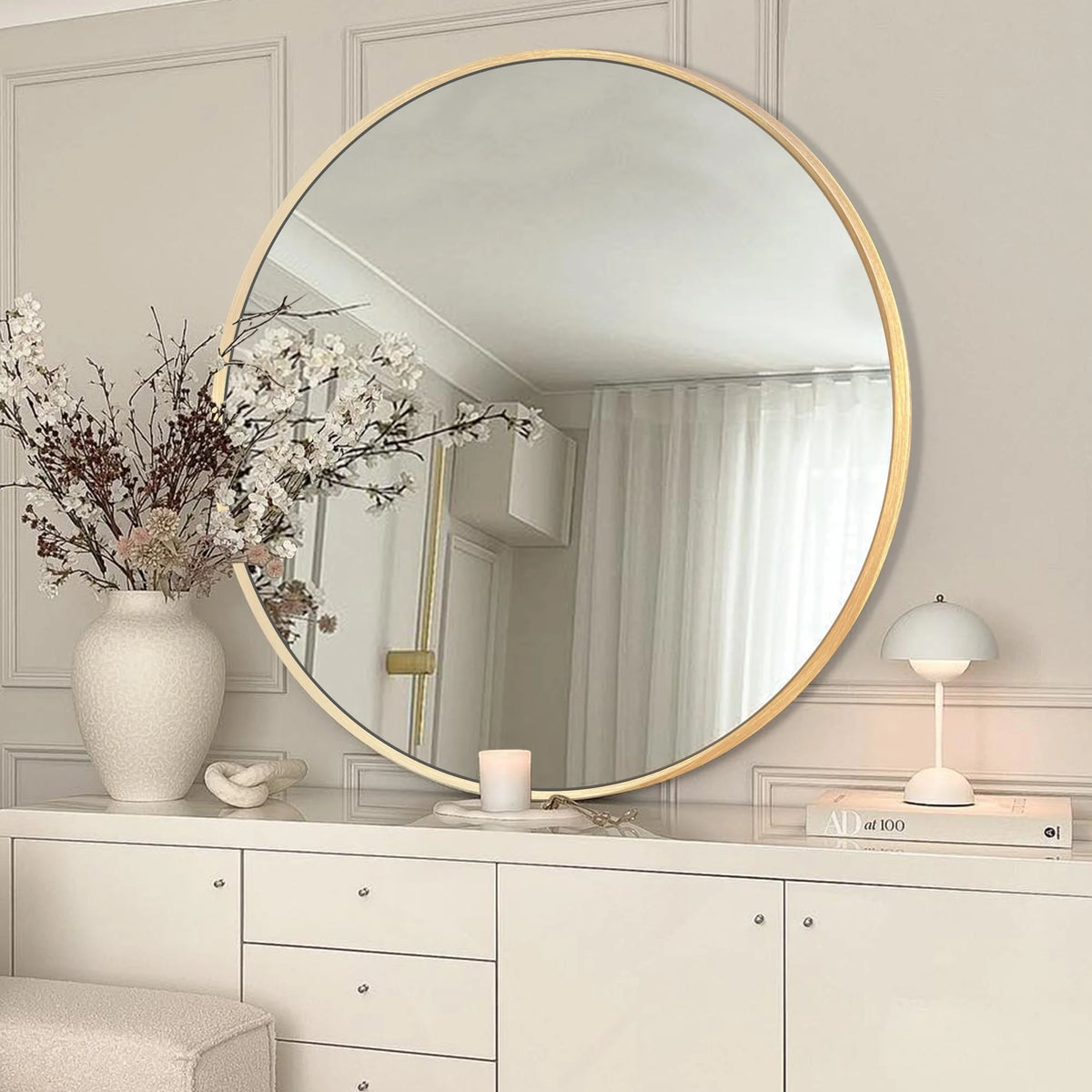 2026 Modern Round Bathroom Vanity Mirror, Wall Mounted Circular Mirror for Bathroom, Bedroom and Home Decor