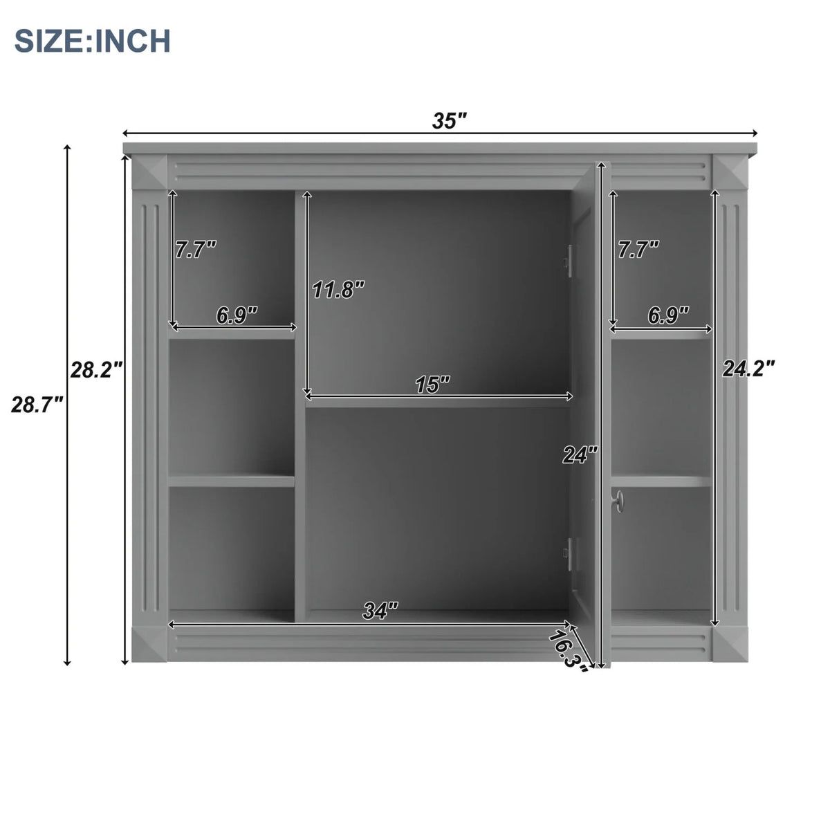 2026 Modern Bathroom Furniture Set, 36" Bathroom Vanity with Top Sink, 35" Wall Mounted Bathroom Storage Cabinet, Mirror Cabinet with 6 Shelves, Storage Cabinet with 2 Doors and 2 Drawers, Grey