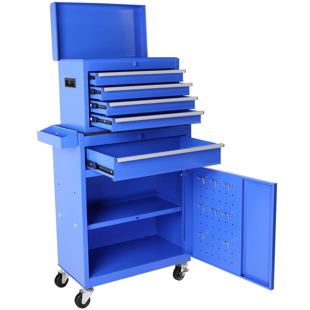 2026 DUOSONG 5-Drawer Rolling Tool Chest, High Capacity Tool Storage Cabinet W/Lockable Wheels, Adjustable Shelf & Anti-Slip Liner, Detachable Tool Box Organizer, Rolling Tool Cabinet Blue Steel Tools &