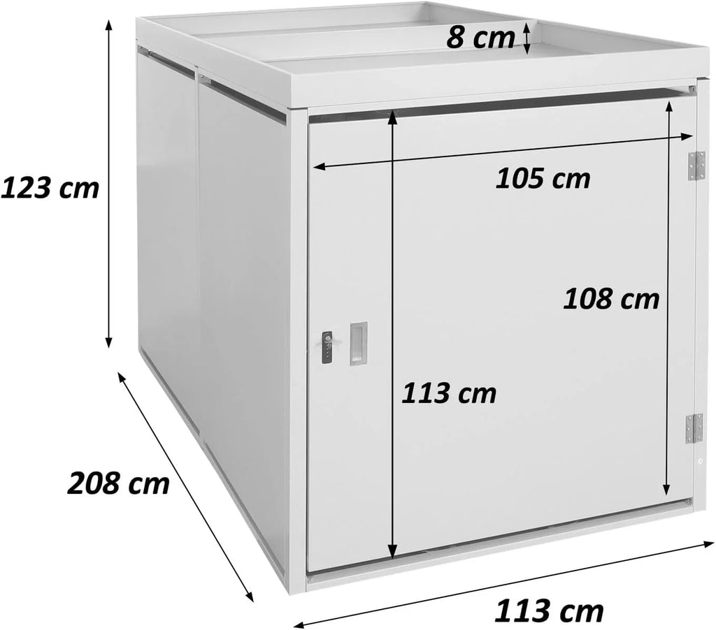 Garaje para 2 bicicletas Mendler 2026 con jardinera HWC – L56b, caja para bicicletas con cerradura, acero galvanizado, 125x113x208cm – antracita