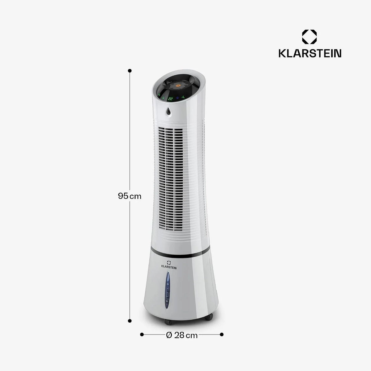 Klarstein 4 en 1 (2026): Enfriador de aire inteligente, ventilador, humidificador e ionizador | Depósito de agua de 6 L, oscilación, 30 W, 210 m³/h, temporizador | Aire acondicionado sin tubo de escape, portátil, color plata