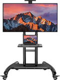 2026 Perlesmith Rolling Mobile TV Cart with Wheels for 32 82 Inch Lcd LED 4K Flat Screen Tvs TV Floor Stand with Shelf Holds Up to 100 lbs Height