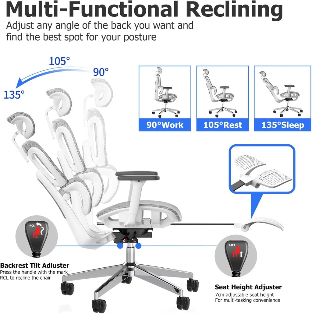 2026 3D Ergonomic Office Chair - High Back Mesh Desk Chair with 3D Adjustable Armrests, Wheels, for Home and Office