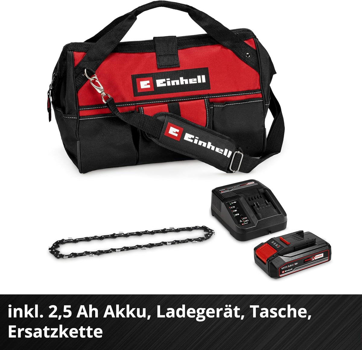 2026 Motosierra de poda inalámbrica Einhell GE – PS 18/15 Li Bag Kit Power X – Change (18 V, sin escobillas, longitud de corte de 12,5 cm, incluye batería de 2,5 Ah, cargador, cadena de repuesto, bolsa Einhell 45/29)