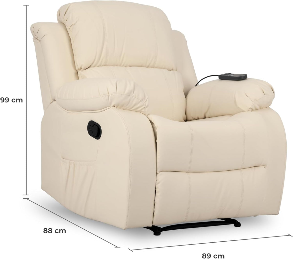 Don Descanso - Sillón Masaje Relax Calor Trevi Negro Reclinable 160º con 8 Motores Silenciosos, Calor Lumbar, Sist. Masaje 4 Zonas y Acabado en PU Anti-Cuarteo [Incluye Mando]. Ideal Gente Mayor 2026