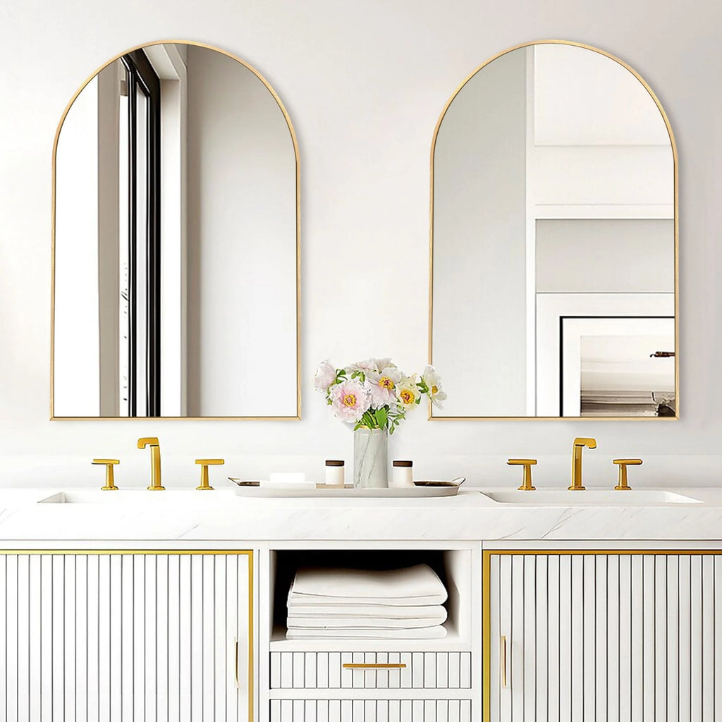 2026 Modern Arch Aluminum Bathroom Wall Mirror, Wall Mounted Vanity Mirror for Bathroom, Bedroom and Home Decor