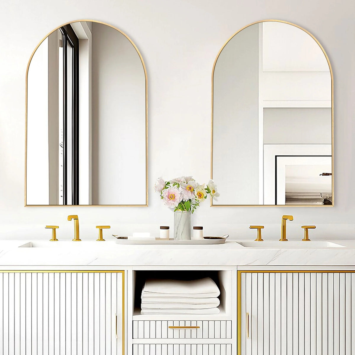 2026 Modern Arch Aluminum Bathroom Wall Mirror, Wall Mounted Vanity Mirror for Bathroom, Bedroom and Home Decor