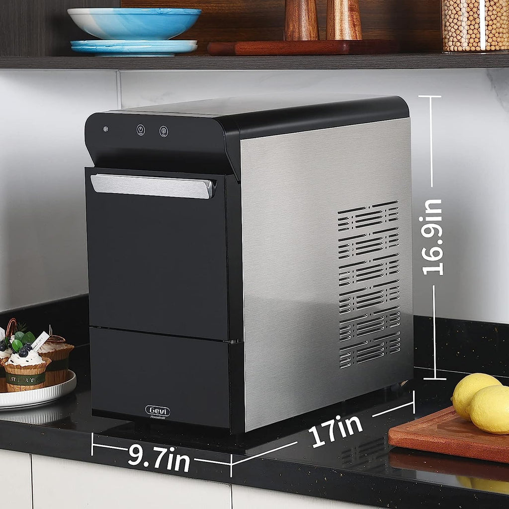 2026 V2.0 Countertop Nugget Ice Maker | Self Cleaning Pellet Ice Maker | Open and Pour Refill | Stainless Steel Housing |