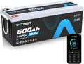 Batería de litio LiFePO4 de 12 V y 600 Ah (modelo 2026) con monitorización mediante aplicación, BMS de 300 A, protección contra altas y bajas temperaturas y una potencia máxima de 3840 W para vehículos recreativos, energía solar, embarcaciones