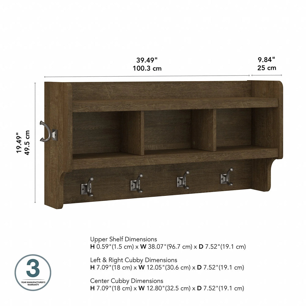 2026 40 Inch Wall Mounted Coat Rack with Shelf, Wooden Entryway Storage and Hanging Organizer