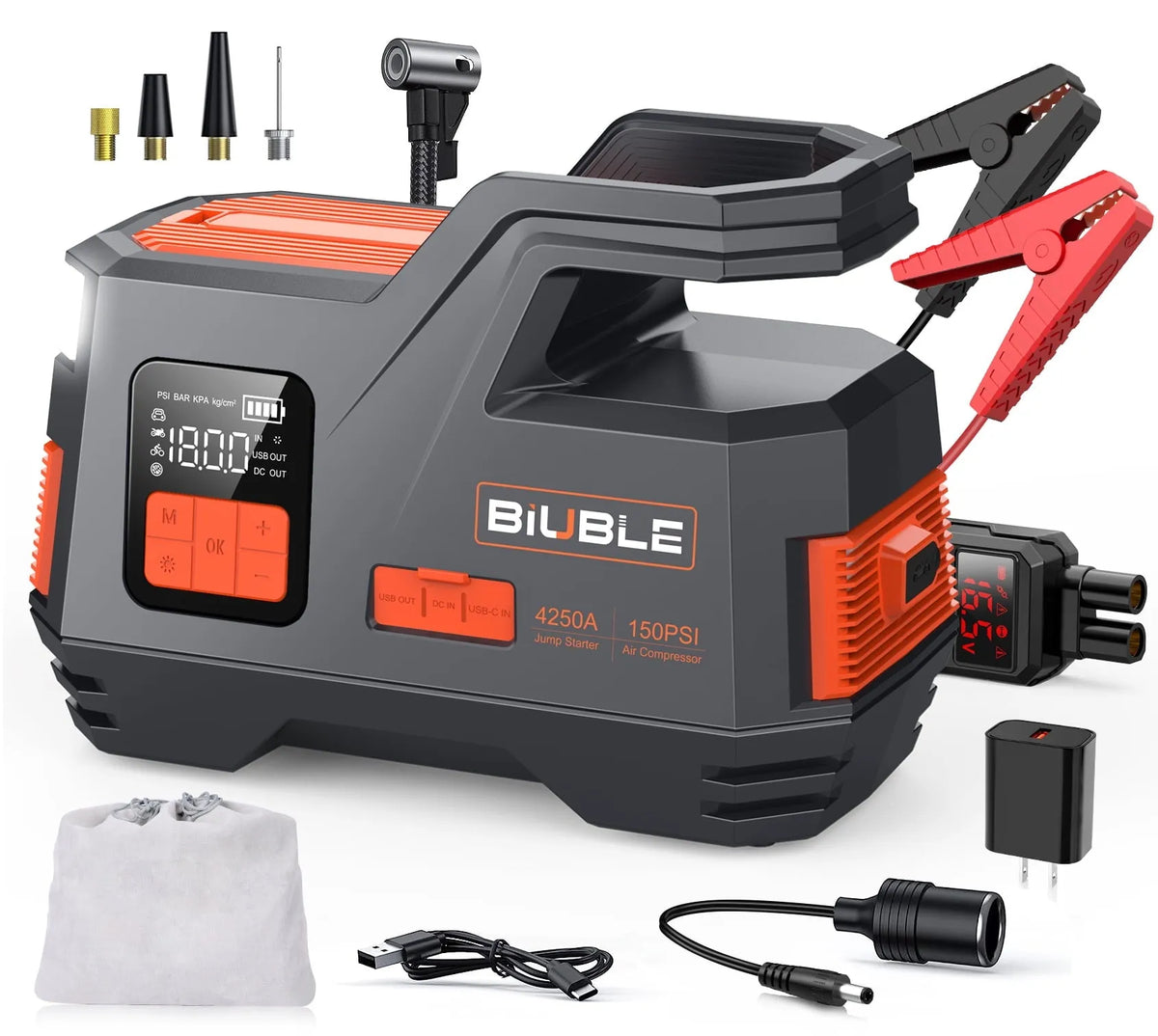 2026 Car Jump Starter with Air Compressor, 4500A Peak 26800MAH 12V Auto with 150PSI Tire Inflator(up to All Gas or 10.0L Diesel Engine