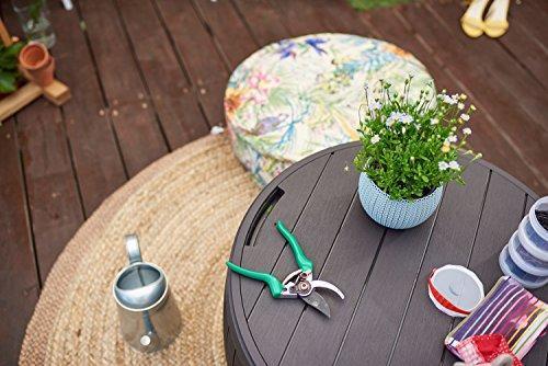 2026 37 gallon Round Deck Box, Patio Table for Outdoor Cushion Storage, Brown