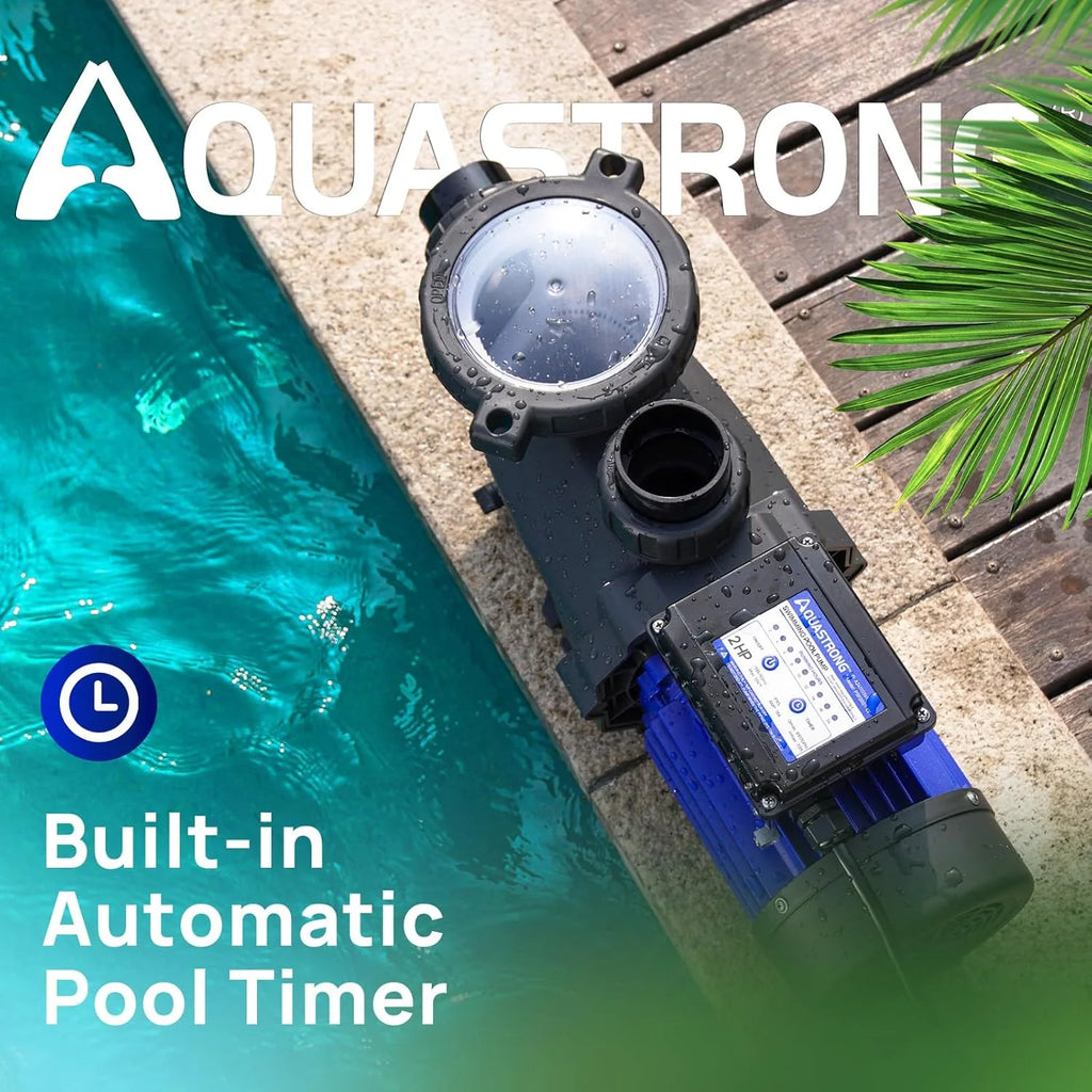2026 Aquastrong in Above Ground Pool Pump High Flow with Timer 2HP 8917 Gph 220V