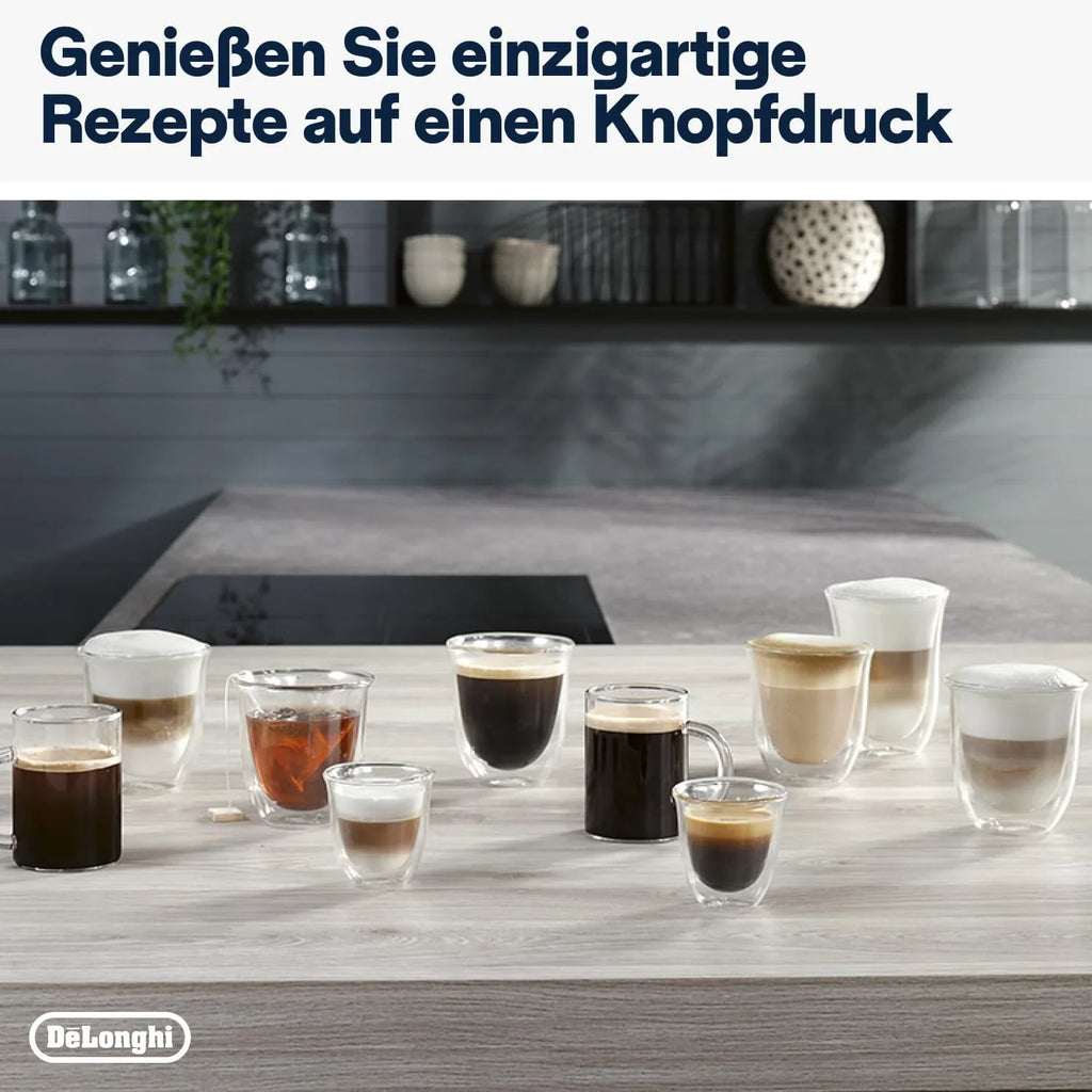Cafetera automática De'Longhi Magnifica Evo ECAM 292.81.B (modelo 2026) con sistema de leche LatteCrema, 7 botones de selección directa para capuchino, espresso y otras especialidades de café, función para 2 tazas, color negro.