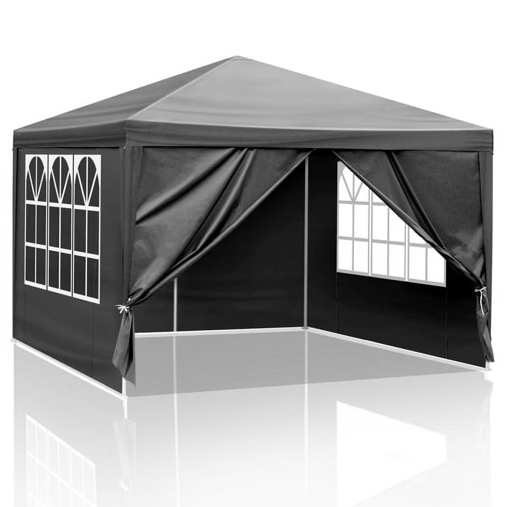 2026 Sythers 10'x10' Pop Up Canopy Tent with 4 Removable Sidewalls, Portable Gazebo, UV Resistant Waterproof, Enclosed Canopy Tent for Outdoor Events, Patio, Backyard, Party, BBQ, Camping, Black