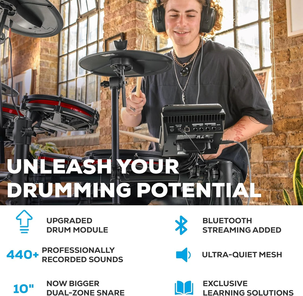 2026 Nitro Max Electric Drum Set with Mesh Pads & Bluetooth