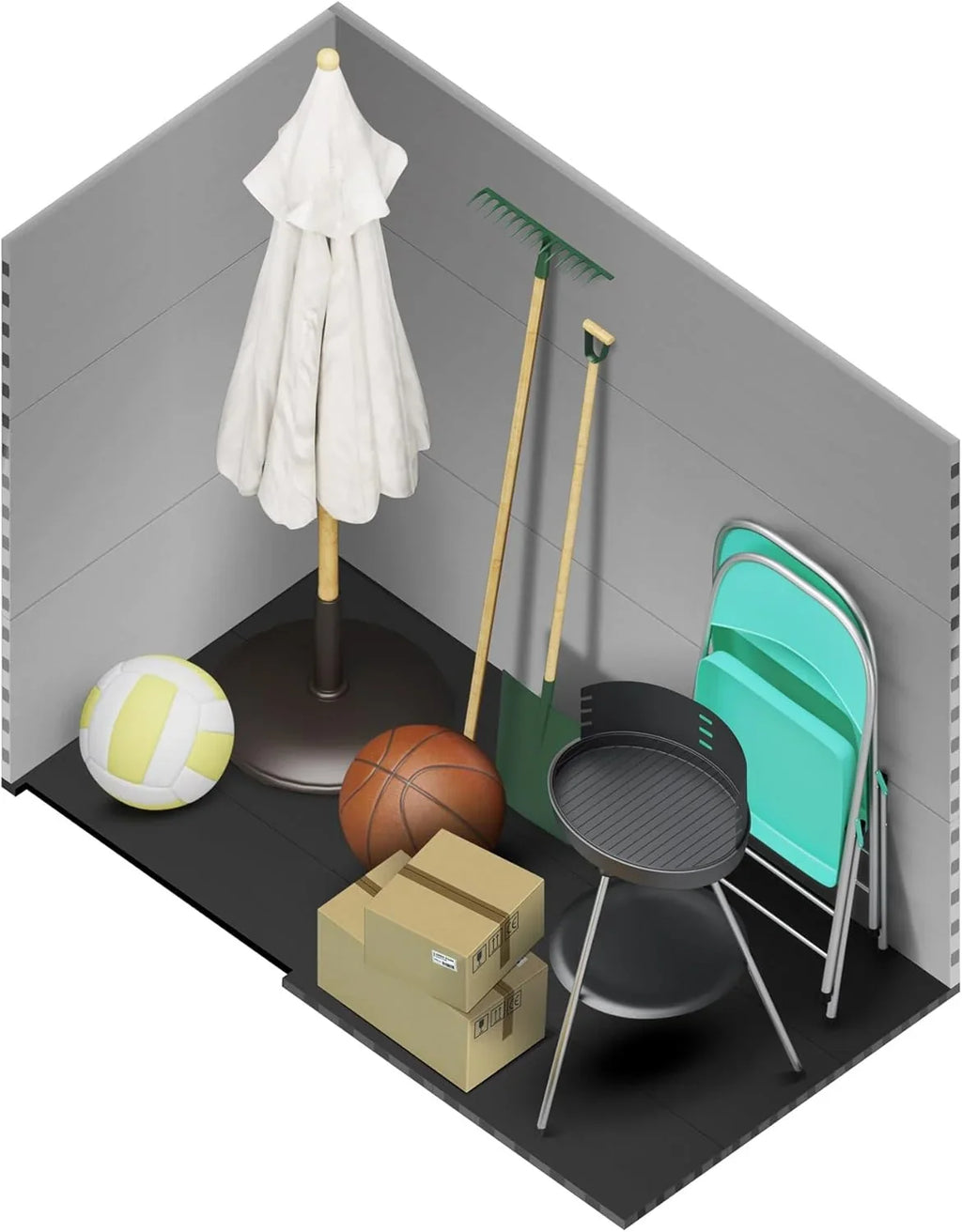 2026 Wasabi – Caseta de Resina Jardín Unit 1.4 – Ventana Luz Natural – Suelo Incluido – Paneles 12mm de Espesor – Gris Blanco – Cobertizo PVC Almacenaje Exterior – 1,37m2 – Techo Plano