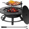 2026 35 Inch Metal Table Cooking Grill Wood-Burning Fire Pit