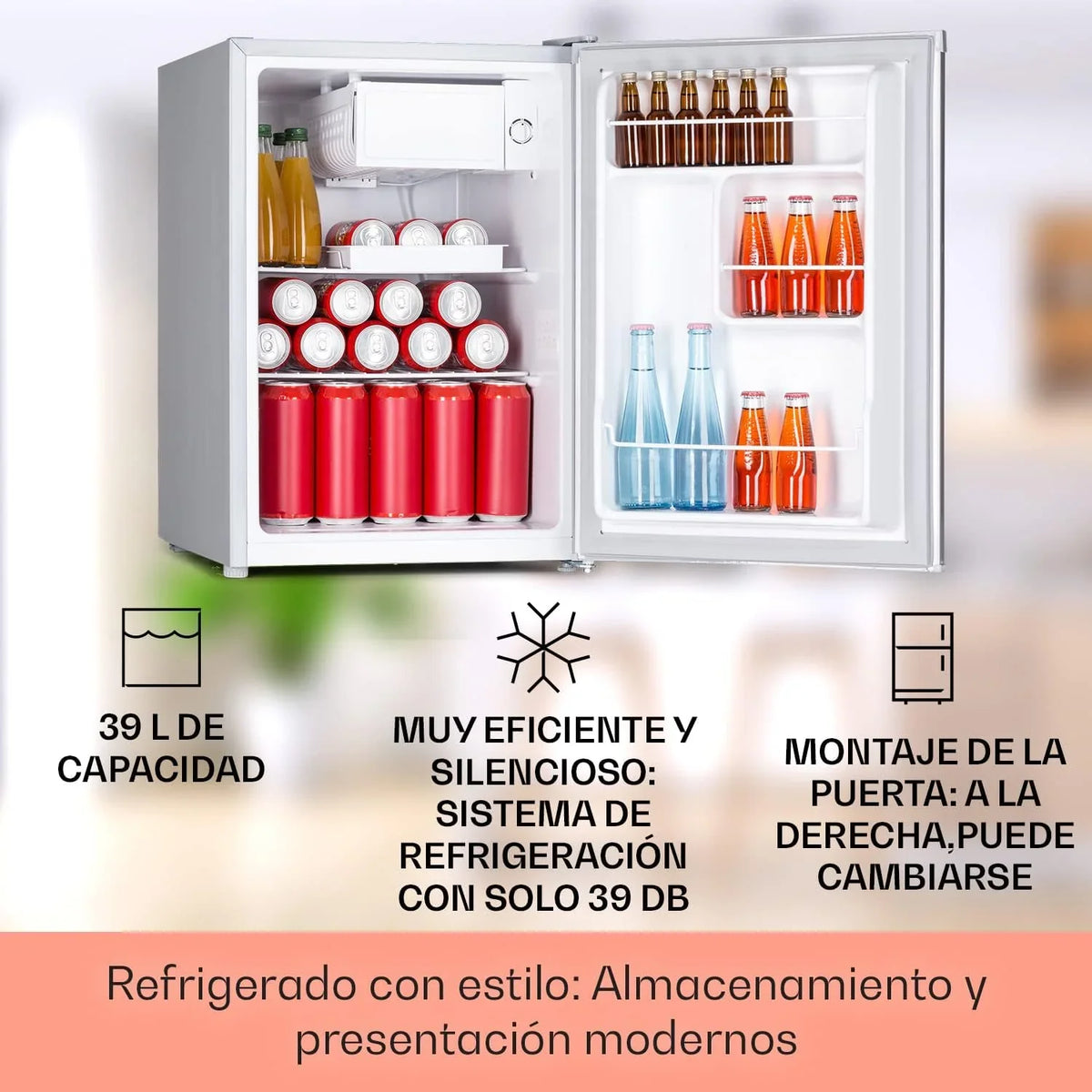 2026 Klarstein Nevera Pequeña 67L para Refrescos y Cerveza con 4L Congelador, Mini Nevera Cristal, Minibar Silencioso, Enfriador de Vino, Interior/Exterior, Frigorificos Estantes Extraíbles
