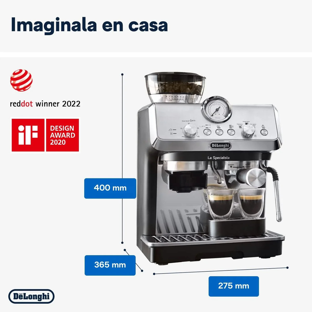 2026 Perfetto La Specialista Arte, Máquina de Café Espresso y Cappuccino con Bomba, Máquina de Café en Grano, 3 Recetas Predefinidas, 8 Ajustes de Molienda, EC9155.MB, Metal/Negro