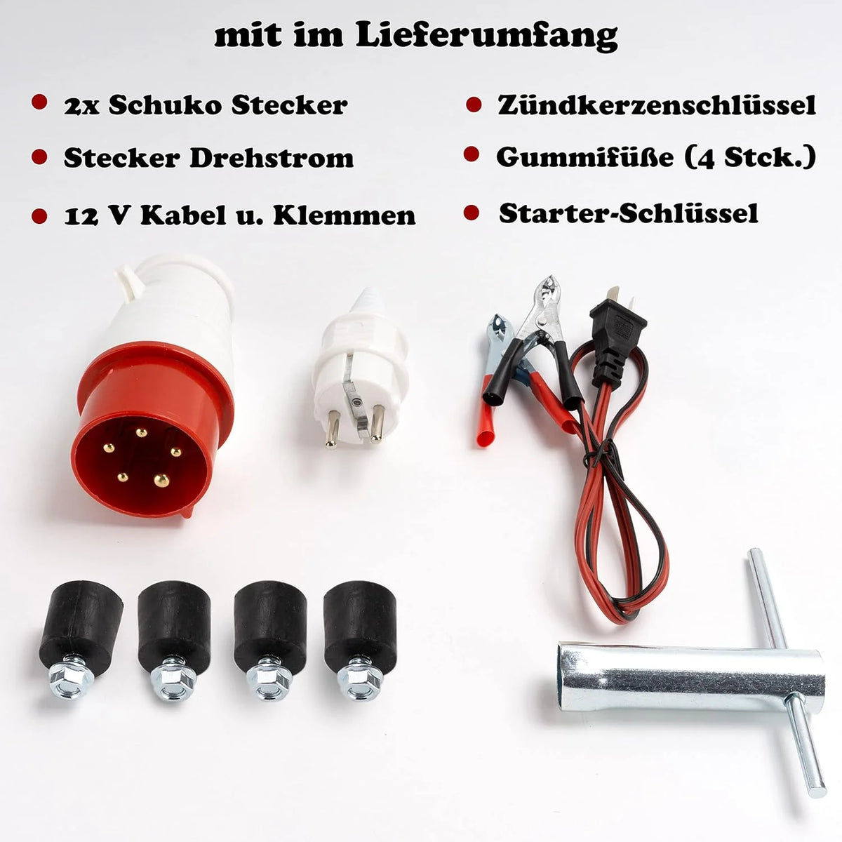 Generador de gasolina 2026 | Generador eléctrico con accesorios | Generador de emergencia silencioso | 5 tomas de corriente: 3 x 230 V / 1 x 400 V / 1 x 12 V | 6,5 CV (Generador con arranque por cuerda)