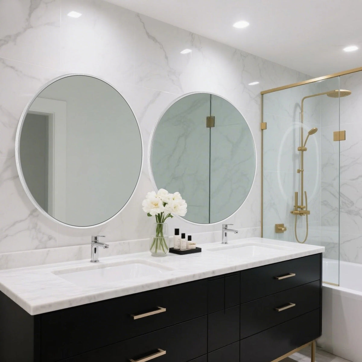 2026 Modern Round Bathroom Vanity Mirror, Wall Mounted Circular Mirror for Bathroom, Bedroom and Home Decor
