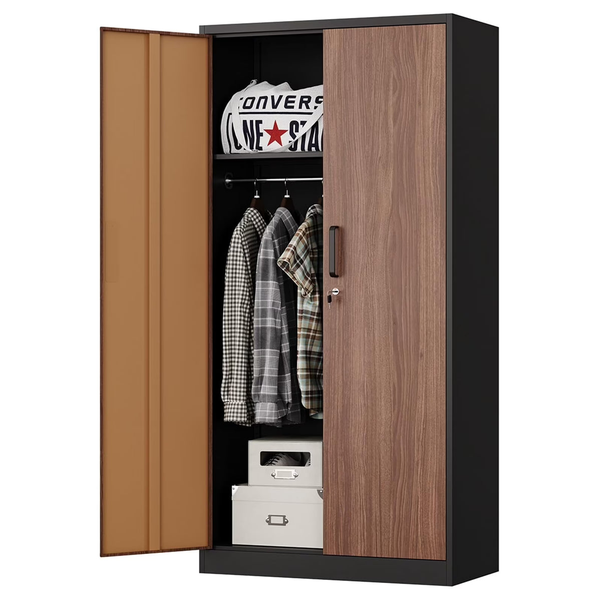 2026 STANI Metal Storage Cabinet with Locking Doors, Garage Lockable Steel Cabinets with 4 Doors and 5 Shelves for Home, Garage, Pantry Workshop Warehouse