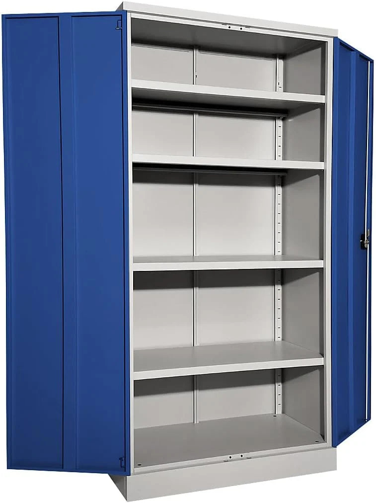 Eurokraft 2026 | Armario de acero Nilas | con 4 estantes | Alto x Ancho x Profundidad 1950 x 1000 x 500 mm | Gris claro/Azul genciana