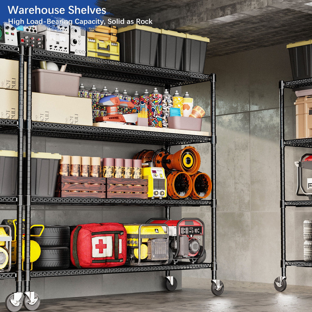 2026 4-Wire Shelf Adjustable Heavy Duty Storage Shelves,Metal Organizer Wire Rack for Laundry Bathroom Kitchen Pantry Closet Garage Shelving(Black,24" Dx59.6 Wx76.2 H)